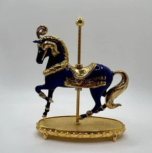 Franklin Carousel Horse Blue Gold World of Carousel Porcelain - Picture 1 of 13