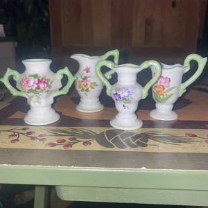 Vintage Miniature Floral Pitchers Creamers Jugs Vases Lot/4 Inarco Japan Ceramic - Picture 1 of 6