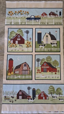 Heartland Farm Panel Cotton Fabric Quilt by Benartex 23 x 44" 100% Cotton  - Image 1 of 4