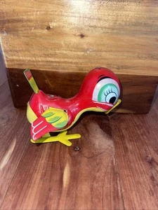 VINTAGE 1950'S MIKUNI WINDUP TIN LITHO TOY4" RED HOPPING BIRD *READ- Overturned - Picture 1 of 6