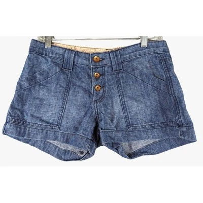 Pantalones Cortos de Denim Rich & Skinny Para Mujer Azul Botón Bolsillos Mosca Mamá Talla 27 Y2K Foto 1 de 4