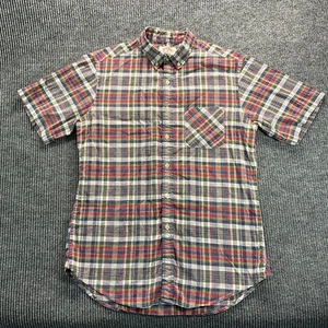 Brooks Brothers Shirt Mens Medium Madras Plaid Linen Cotton Short Sleeve Button - Picture 1 of 14