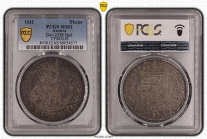 Münze Silber Habsburg RDR Taler 1632 Hall PCGS MS62 toll erhalten nswleipzig - Picture 1 of 2