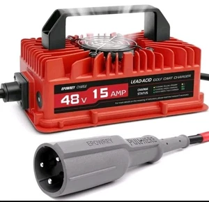 EPOWREY 15 AMP 48 Volt Golf Carts Battery Charger for Club Car 3-Pin Round - Picture 1 of 6