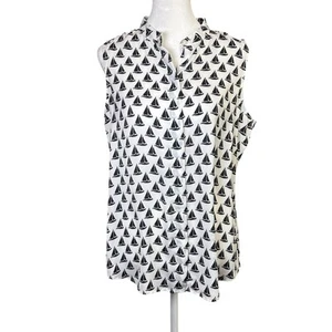 BANANA REPUBLIC Sailboat Nautical Sleeveless Button-Up Shirt Top Women’s Sz S - Picture 1 of 12
