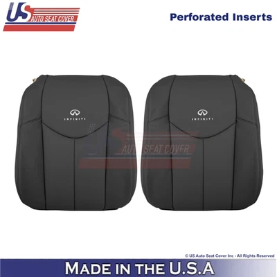 Cubiertas de asiento delanteras perforadas de grafito de cuero para Infiniti G37 2008-2013 Foto 1 de 4