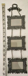 Verzierter viktorianischer Rahmen drei Bilder Zinn Wandbehang 3" x 2" Fotogröße - Bild 1 von 8