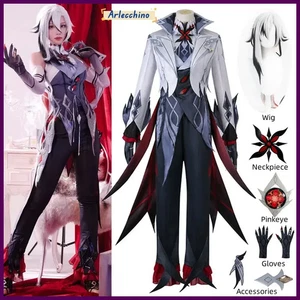 Arlecchino Il Fante Cosplay Costume Genshin Impact Fatui Harbinger Parrucca Set - Foto 1 di 27