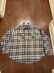 Vintage 70er Big Mac Flanellhemd Herren XL blau kariert JC Penney - Bild 1 von 13