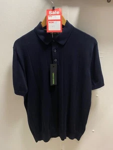 Remus Navy Knitted Cotton Short-Sleeve Polo (XL) - Picture 1 of 5