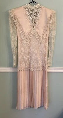 1915 Edwardian dress gown COSTUME size 6 pink lace Downton Abbey Music Man - Image 1 of 4
