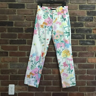 Ralph Lauren Negro Etiqueta Floral Peso Ligero Jeans Estilo Pantalones Talla 12 (32 X 30) Foto 1 de 4