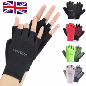 Men Cycling Gloves Half Finger Gel Foam Padded Bike Fingerless Lightweight Glove - Picture 1 of 11