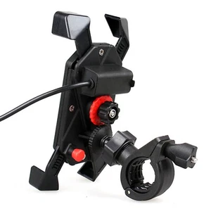 New Motorcycle Bike ATV Cell Phone GPS Handlebar Mirror Mount Holder USB Charger - Photo 1 sur 13