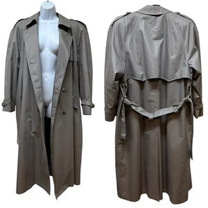 Vintage London Fog Trench Coat Gray Belted Zip Out Wool Liner Wool 12 Made USA - Picture 1 of 17