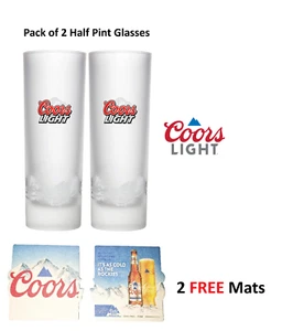 2 x Coors Half Pint 10oz Glasses Coors Half Pint Glass Coors light Half Pint - Picture 1 of 6