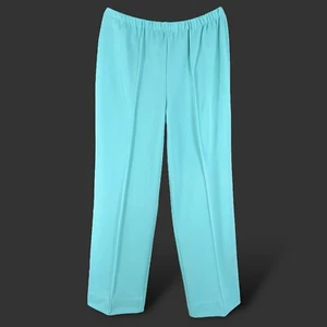 1970s Vintage Turquoise Elastic Waist Pleated Pants Size 34 - Picture 1 of 15