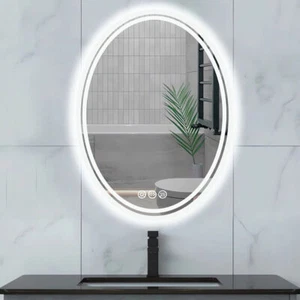 Anti-fog Oval LED Bathroom Mirror Dimmable Light for Easy Makeup Shave Face Care - Picture 1 of 18