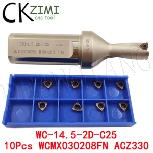 Taladro en U WCΦ14.5-2D-C25 14.5 mm broca indexable herramienta + 10 piezas WCMX030208FN - Imagen 1 de 9