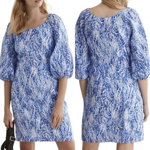 Country Road Women's Dress Print Puff Sleeve Antique White 60254464 Size 10 NWT - Picture 1 of 8