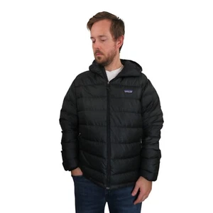 Patagonia Hi-Loft Goose Down Quilted Puffer Hoody Jacket Coat Mens Large Black - Picture 1 of 12