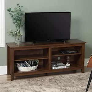Classic 4 Cubby TV Stand for TVs up to 65 Inches, 58 Inch, Dark Walnut - Picture 1 of 72