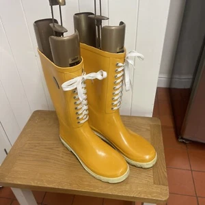 Festival Regatta Women's Lady Bayeux Yellow Laced Wellington Boots UK Size 7 VGC - Picture 1 of 10