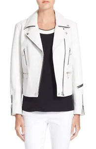 White Real Leather Jacket Women Soft Lambskin Stylish Biker Motorcycle Jacket - Picture 1 of 6
