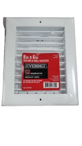 Everbilt 8 in. x 6 in. 1-Way Steel Adjustable Wall/Ceiling Register in White - Picture 1 of 1