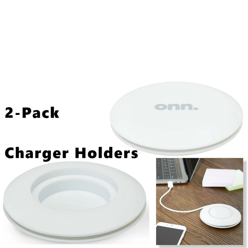 onn. Silicone MagSafe White Charger Holder iPhone 12/ 13 Model Compatible 2 Pk