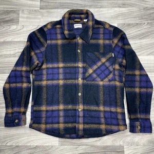 Timberland Plaid Fleece Overshirt Shirt Jacket Mens M Blue Wool Shacket - Picture 1 of 5