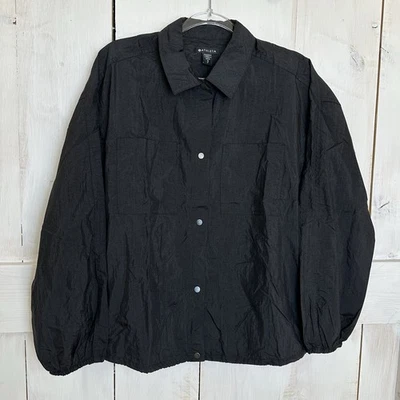 Athleta Lunar Sheen Snap Shirt Large Pockets Lightweight Size SMALL Black NEW - Image 1 of 4
