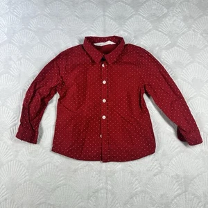 H&M Long Sleeve Polka Dot Red Button Up Shirt Boys Size 1 1/2-2Y - Picture 1 of 11
