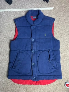 Polo Ralph Lauren Vintage Mens Size Medium Padded Gilet Navy Blue Puffer Vest - Picture 1 of 7