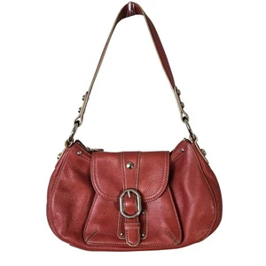 B Makowsky Schultertasche rost orange Pebbled Leder silber Leopardenfutter LESEN - Bild 1 von 16