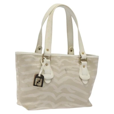 FENDI Hand Bag Canvas White Gold Auth bs25843 - Image 1 of 4