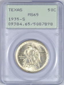 1935-S TEXAS COMMEMORATIVE HALF DOLLAR PCGS MS65 OGH RATTLER - Picture 1 of 3