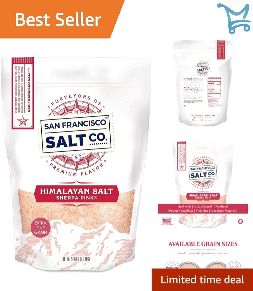 Sherpa Pink Gourmet Himalayan Salt 5lbs Extrafine Grain. Incredible Taste. TA