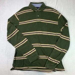 Tommy Hilfiger Men’s Rugby Polo Shirt L Classic Fit Long Sleeve Striped Preppy - Picture 1 of 7