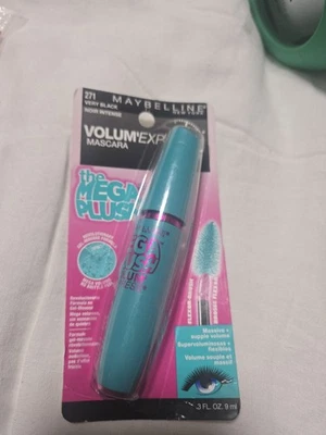 Máscara de pestañas Maybelline Mega Plush Volum’ Express 271 muy negra - NUEVA - sellada 0,3 oz Foto 1 de 2
