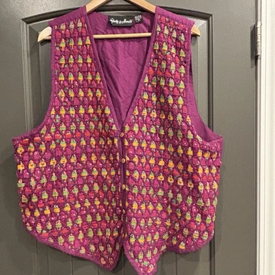 Chaleco Vintage Mujer 3xl Colorido Patchwork Tejido Texturizado Artístico Boho Años 90 Gitano  Foto 1 de 4