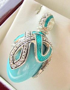SALE! HERVORRAGENDER EI ANHÄNGER MASSIV STERLINGSILBER 925 mit ECHTEM TÜRKIS - Bild 1 von 1