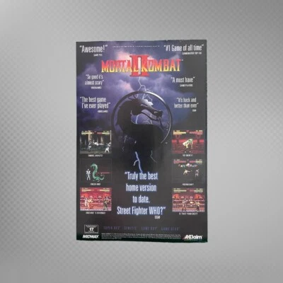 Mortal Kombat II Video Game Original Print Ad 90's SNES Genesis Game Boy & Gear - Image 1 of 2