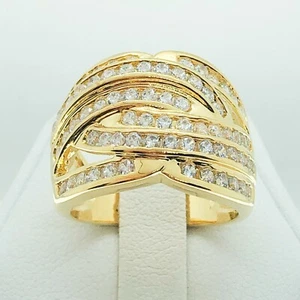 Anillo de compromiso enchapado en oro amarillo blanco R1427 para mujer de moda joyería - Imagen 1 de 8
