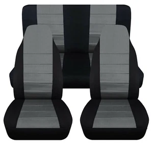 Fundas de asiento de coche delanteras y traseras se adaptan a Jeep Wrangler YJ-TJ-LJ 85-06 negras carbón vegetal - Imagen 1 de 8