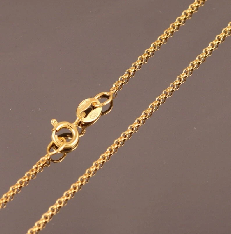 18K Gold Plated ROLO Chain 925 Sterling Silver Men & Women Necklace 16-30" Foto 1 de 1