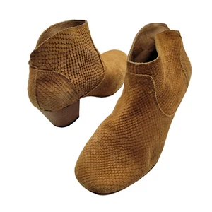 H By Hudson Mirar Tan brown Snake Ankle Boots suede leather womens sz 37 7 - Picture 1 of 9