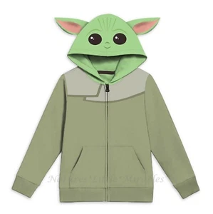 NWT Baby Yoda Boys Hoodie Jacket Size 4 - 16 Star Wars Mandalorian Costume Girls - Picture 1 of 2