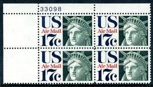 USA 1971 Airmail 17¢ Scott # C80 Plate Number Block MNH L720 - Picture 1 of 6