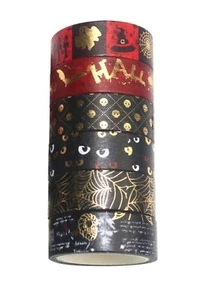 Halloween Washi Tape Spooky Spider Web Witch Black Gold Foil Craft Journal Bujo - Picture 1 of 6